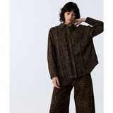 Twist Leopar Desen Fırfırlı Gömlek TW6260025130074 - 34 - Kahverengi