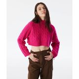 Twist SAÇ ÖRGÜLÜ CROP KAZAK TW6240050344004 - Pembe