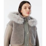 Twist Suni Deri ve Kürk Mıx Kadın Mont Gri Regular Fit Kapüşonlu Yaka TW6240012290005 Desenli - 34