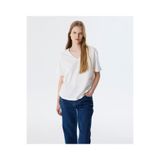 Twist V Yaka Basic Ekru Kadın T-Shirt Tw6250070068