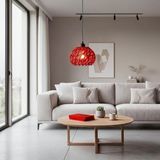 Twısted Modern Tasarım Dekoratif Avize - Spiral Organik Sarkıt Aydınlatma - Kırmızı
