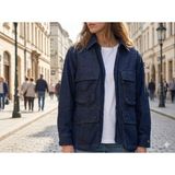 Twister Bc J69-01 Dark Blue Cep Detaylı Çıtçıtlı Kadın Kot Ceket Lacivert - M