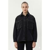 Twister Bg J66-01 Black Black Cep Detaylı Oversize Kadın Kot Ceket Siyah - XL