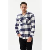 Twister Jeans Eg 1889 Çift Cep Ekose Erkek Gömlek - 02L-Lacivert