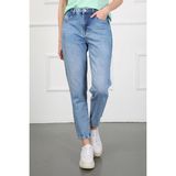 Twister Jeans Sandy 9132-23 Blue Ripped Yüksek Bel Kadın Mom Jean Kot Pantolon - 25 / 28 - Mavi
