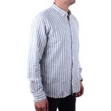 Twister Jeans Twister 1905 Yeşil Çizgili Uzun Kol Günlük Pamuk Karışımlı Keten Erkek Gömlek