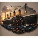 Twistify Titanic Temalı Büyük Boy Dekoratif Ahşap Duvar Saati (90x60 cm) – Nostaljik & Modern Salon, Ofis Duvar Dekoru