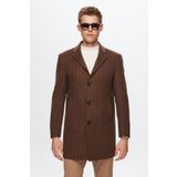 Twn 1EF0832255009 Slim Fit Kahverengi Çizgili Palto
