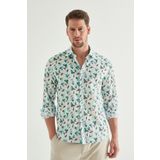 Twn 8EC02AD20089M Slim Fit Yeşil Baskılı Erkek Gömlek