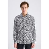 Twn Slim Fit Beyaz Baskılı Rayon Gömlek