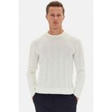 Twn Slim Fit Ekru Rib Örgü Kazak 3EC063302441M Erkek Bisiklet Yaka Günlük Kullanım İçin - XL