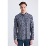 Twn Slim Fit Indigo Baskılı Pamuklu Gömlek 1EC02HD32259M - İndigo