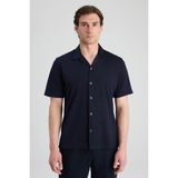 Twn Slim Fit Lacivert Armürlü Gömlek - 2XL