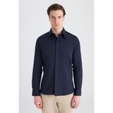 Twn Slim Fit Lacivert Düz Gömlek 5EF02EE44343M - XL