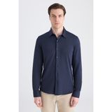 Twn Slim Fit Lacivert Örme Gömlek 5EC02AD04259M - XS