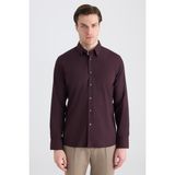Twn Slim Fit Mürdüm Düz Gömlek 5EF02AD10288M