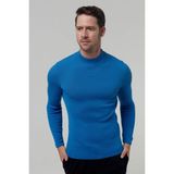 Twn Slim Fit Saks Mavi Rib Örgü Kazak 5EC0606317701