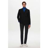 Twn Slim Fit Siyah Gabardin Fermuar Detaylı Kruve Kumaş Ceket