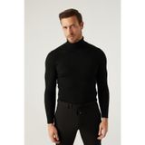 Twn Slim Fit Siyah Rib Örgü Kazak