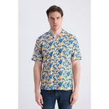 Twn Slim Fit Turuncu Baskılı %100 Pamuklu Gömlek