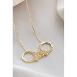Two Arts Jewelry Kadın 925 Ayar Gümüş Kelepçe Zirkon Taşlı Kolye I Hediye Kutusunda Altın 45 Cm