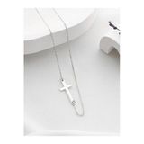 Two Arts Jewelry Kadın 925 Ayar Gümüş Yan Haç Kolye | Hediye Kutusunda Gümüş 45 Cm