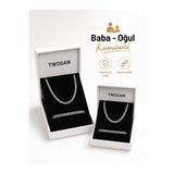 TWOGAN Baba- Oğul Takı Kombini 4lü Set Erkek, Çocuk Çelik Bileklik ve Kolye, Yuvarlak Foxtail Model Premium Set