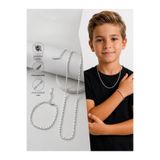 TWOGAN Paslanmaz Çelik Erkek Çocuk Çelik Kolye ve Bileklik Seti Kutu Model İnce Modern Unisex Kullanıma Uygun