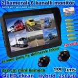 Twogo 2 ADET 2 * 2 CM MİNİ KAMERA VE 6 KANALLI QLED 10 İNÇ DVR MONİTÖR 12 V 256 GB