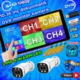 Twogo 2 ADET AHD 2MP WARM LEDLİ KAMERA DVR DOKUNMATİK 10.36 İNÇ MONİTÖR 12 VOLT 256 GB