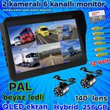 Twogo 2 ADET BEYAZ LEDLİ KELEBEK KAMERA 10'' QLED 6 KANALLI MONİTÖR SETİ 12 V 256 GB
