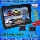 Twogo 2 ADET BUS METAL KASA KAMERA 6 KANALLI 10'' DVR MONİTÖR SETİ 12-24 V 256 GB