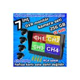 Twogo 4 ADET 150 DERECE ULTRA MİNİ AHD 1080P METAL KASA KAMERA 7 İNÇ DVR MONİTÖR SETİ 12 VOLT 256 GB
