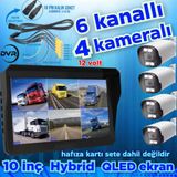 Twogo 4 ADET AHD 2 MP BEYAZ WARM LEDLİ KAMERA 10'' QLED 6 KANALLI MONİTÖR SETİ 12 V 256 GB