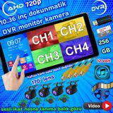 Twogo 4 ADET AHD 720P NESNE TANIMALI SESLİ İKAZLI KAMERA DVR DOKUNMATİK MONİTÖR 12 VOLT