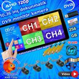 Twogo 4 ADET BALIK GÖZÜ LENS AHD 720P 170'' KAMERA 10.36'' DOKUNMATİK EKRAN VİDEO MÜZİK DVR 256 GB 12 V