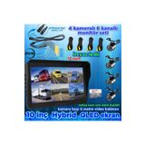 Twogo 4 ADET BEYAZ LEDLİ KELEBEK KAMERA VE 10'' 6 KANALLI MONİTÖR SETİ 12 V