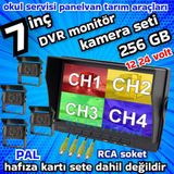 Twogo 4 ADET ŞAPKALI METAL KASA LEDLİ KAMERA 7 İNÇ HYBRİD 256 GB DESTEKLİ DVR MONİTÖR - 12*24 VOLT