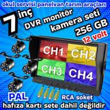 Twogo 4 BEYAZ LEDLİ KELEBEK KAMERA 7 İNÇ QLED IPS HYBRİD 256 GB DVR MONİTÖR SETİ - 12 VOLT