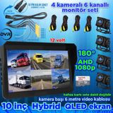 Twogo 6 KANALLI 10'' DVR MONİTÖR 4 ADET 1080P AHD 180 DERECE BALIK GÖZÜ KAMERA SETİ 12 V 256 GB