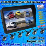 Twogo 6 KANALLI 10'' HYBRİD DVR MONİTÖR VE 6 ADET BEYAZ LEDLİ KELEBEK KAMERA SETİ 12 V 256 GB