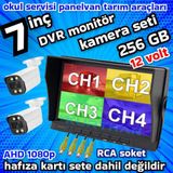 Twogo TARIM ARAÇLARINA ÖZEL 2 ADET AHD 2 MP WARM LEDLİ KAMERA 7 İNÇ QLED IPS 256 GB DVR MONİTÖR 12 VOLT