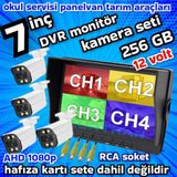 Twogo TARIMSAL ARAÇLARA 4 ADET AHD 2 MP WARM LEDLİ KAMERA 7 İNÇ QLED IPS 256 GB DVR MONİTÖR 12 VOLT