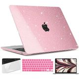 TWOLSKOO M3 MacBook Air 13,6 inç Kılıf 2022 2023 2024 Yayın A2681 M2 A3113, Glitter Bling Sert Kabuk Kapak Trackpad Film ve Klavye Kapağı ve Ekran Filmi MacBook Air 13,6 inç, Yıldız Pembe