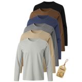 TWOO KİDS Çocuk Uzun Kol Tshirt - Kız Erkek Çocuk 6'lı Set Düz Basic Mevsimlik Uzun Kollu Tişört Badi - SET 2