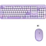 Twotech Renkli Tuşlu Kablosuz Türkçe Q Klavye+Mouse Seti - Mor