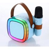 Twotwo Parti-Doğum Günü-Bekarlığa Veda Karaoke Hoparlör Kart/usb Mikrofonlu Işıklı Bluetooth Speaker-Farklı Ses Efektleri-Açık Hava Karaoke Ev Mikrofon Seti - Mavi