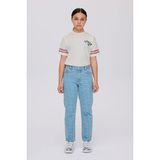 Tyess Bg Store Kız Çocuk Denim Pantolon Normal Kalıp Örme Kumaş Desenli 6 Yaş