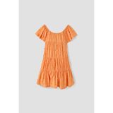 Tyess Bg Store Kız Çocuk Oranj Elbise - 6 Yaş - Turuncu