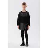Tyess Bg Store Kız Çocuk Siyah Sweatshirt Modern Bisiklet Yaka Orta Kalınlıkta Rahat Tasarım - 4 Yaş